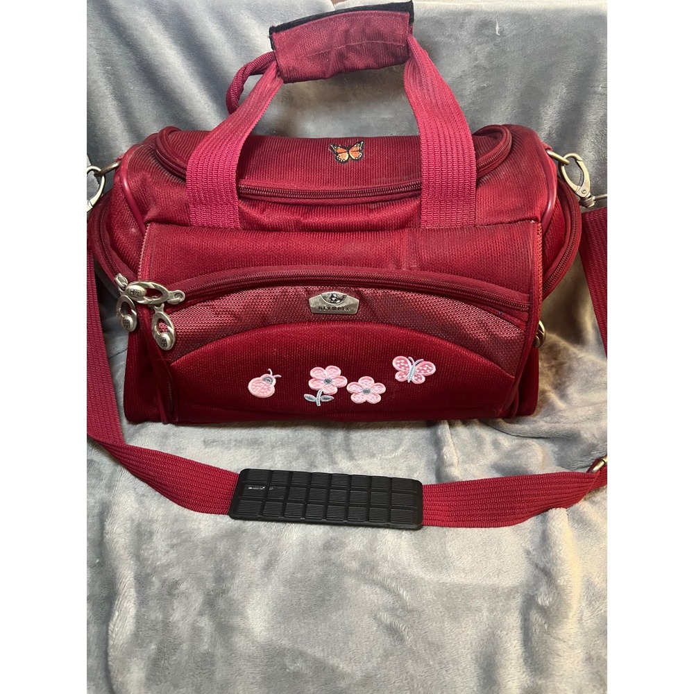 Olympia Goes A Long Way Red Dog Butterfly Duffel Bag Travel Weekender